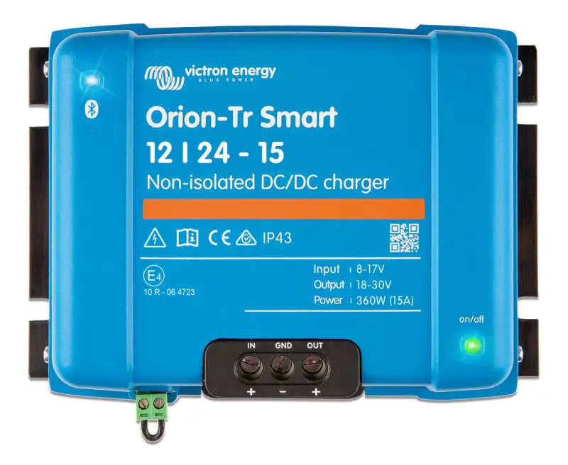 Orion-Tr Smart charger, 12/24V adaptive three-stage charging displayed