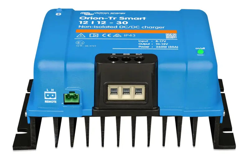 Orion-Tr Smart DC-DC Charger featuring adaptive three-stage 12-30V battery charging