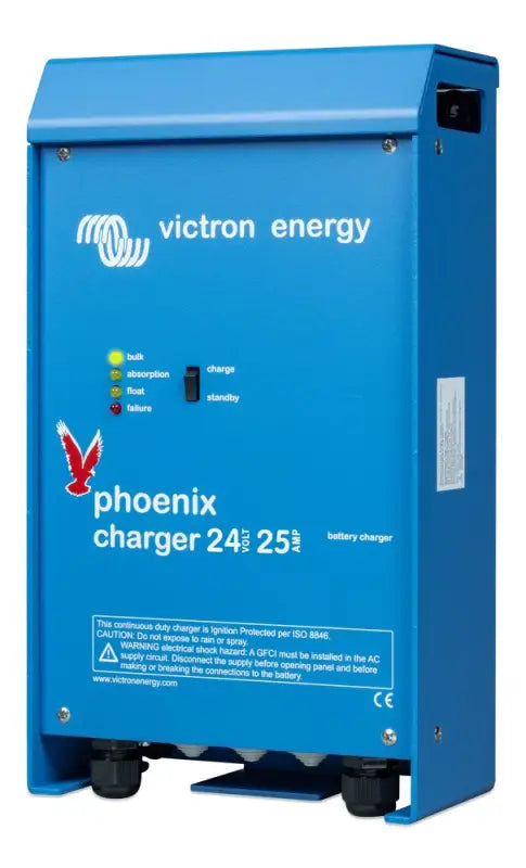 Victron Energy Phoenix Charger 24/25 showcasing a stage charging process