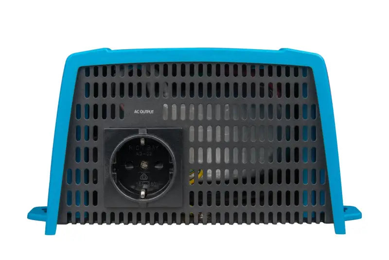 Phoenix Inverter with blue plastic enclosure for household appliances, powered by lithium batteries