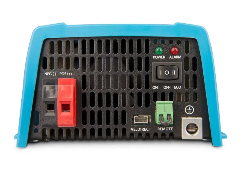 Phoenix Inverter close up, blue and red PSU for household appliances with lithium batteries