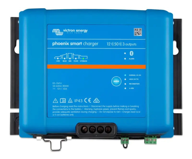 Phoenix Smart IP43 charger with multiple Victron technologies displayed