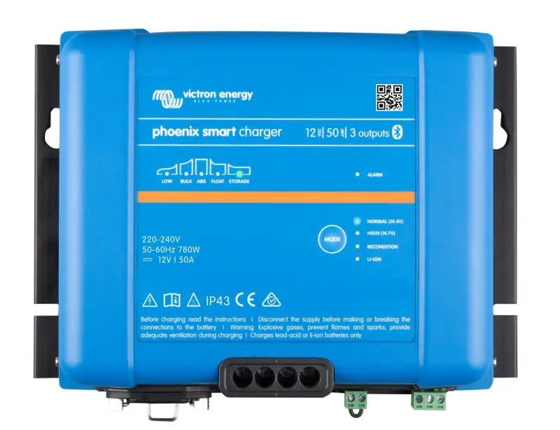 Victron’s Phoenix Smart IP43 20A smart charger displayed in product image