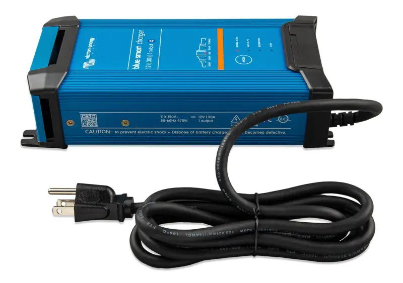 Blue Smart IP22 Charger showcasing high and low voltage outputs