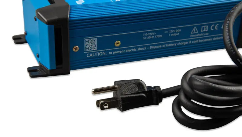 Blue Smart IP22 Charger powering car with blue power inverter