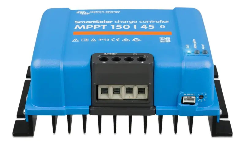SmartSolar MPPT charger with four outlets in blue and black