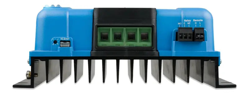 SmartSolar MPPT machine with a green handle in blue and black.