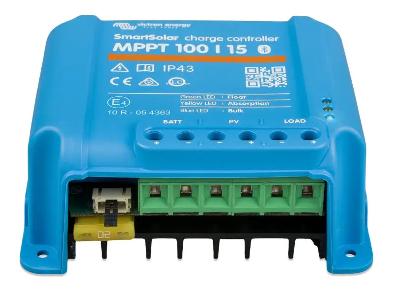 SmartSolar MPPT charge controller product lineup including 75/10, 75/15, 100/15, & 100/20 models.