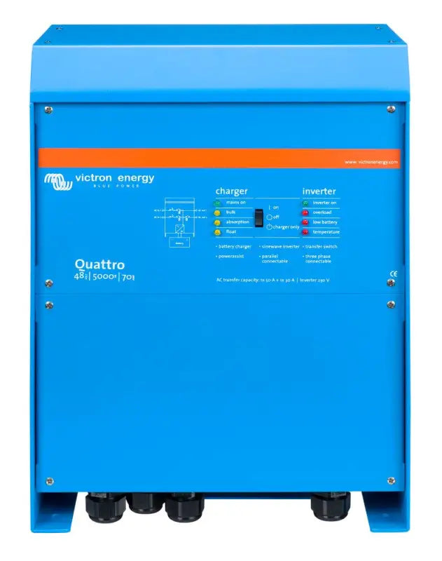 Victron Energy Quattro QS model with two AC inputs offering constant 12KW power