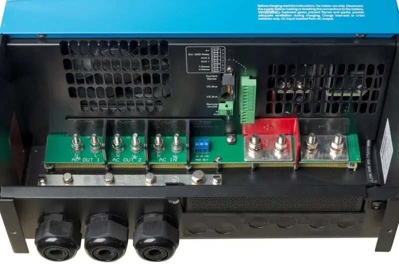 Close-up of Victron Energy’s MultiPlus-II PSU featuring external current transformer circuit