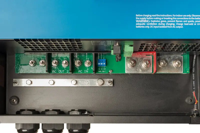 Victron Energy’s MultiPlus-II control panel with external current transformer on blue background