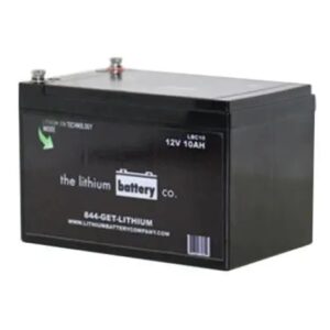 12V 10Ah Lithium-Ion Battery - Showcasing high capacity and long-lasting performance, perfect for solar storage and portable power solutions, highlighting compact design and efficiency.