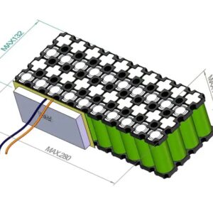 "12.8V 46Ah LFP Battery Pack - Showcasing high cycle stability and safe operation, perfect for solar energy storage, highlighting robust construction and energy efficiency."